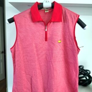 ⛳️Masters Ladies sleeveless golf shirt. Size M Red with stripe.